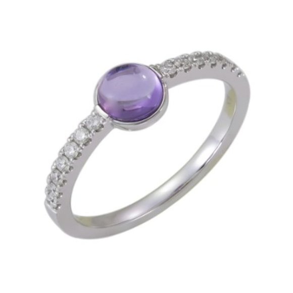 White Gold Ring set with Amethyst & Diamonds
